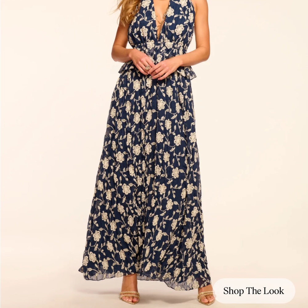 Ramy Brook Navy Maxi Dress with Cream Floral Print
